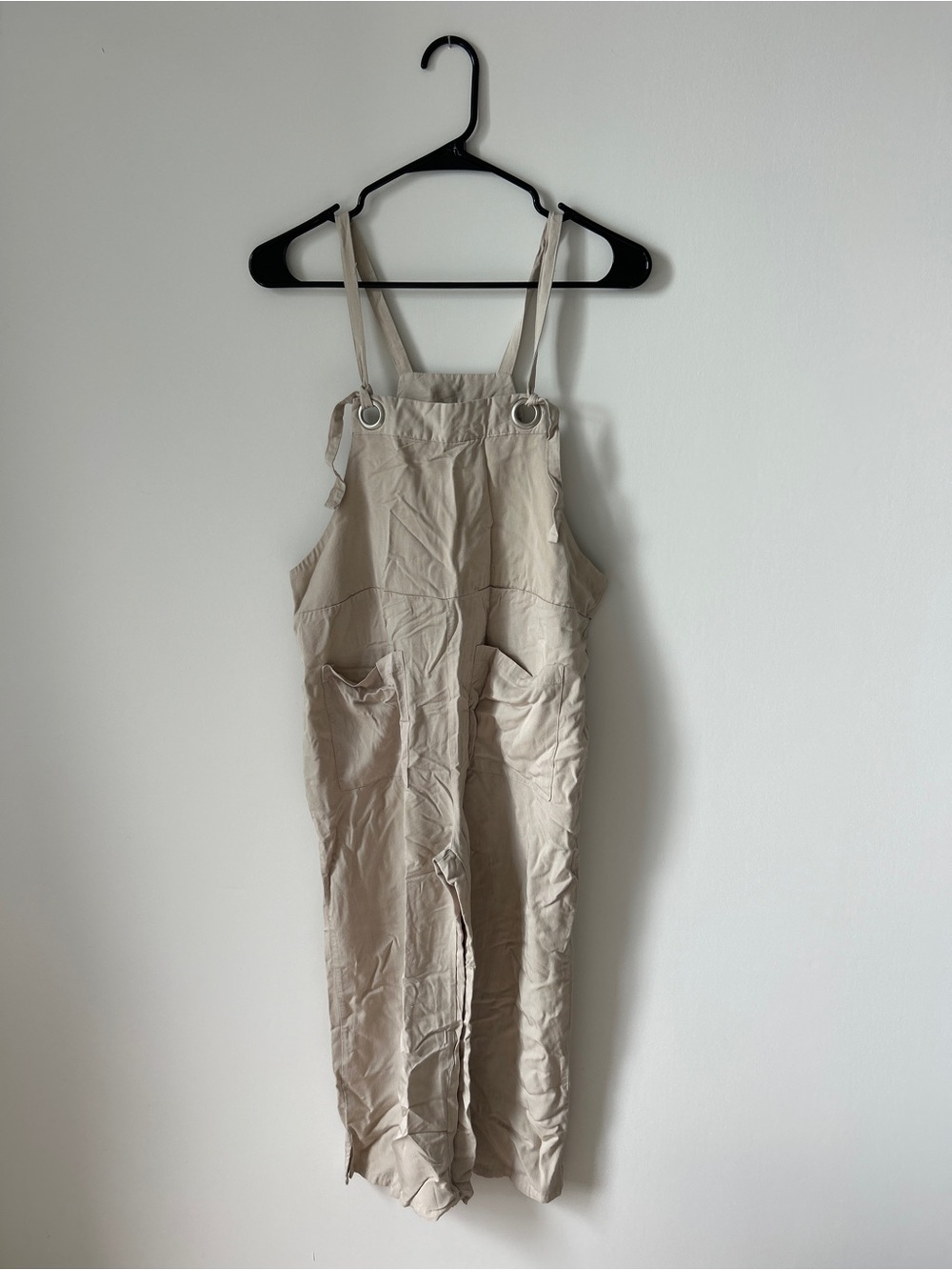 Women's Cream Utility Overalls with Front Pockets